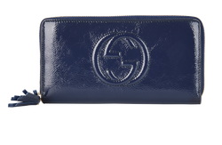 Gucci Soho Long Wallet, Patent, Navy 308004 DB/B, 3*